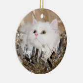 Weiße persische Katze Weihnachten Keramik Ornament (Rechts)