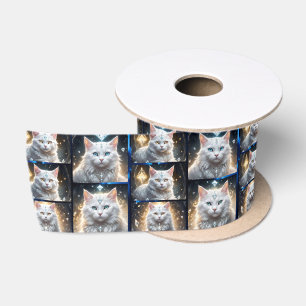 Weiße persische Katzen, die Diamanten-FotoCollage Satinband