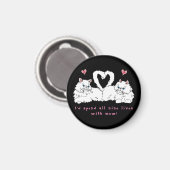 Weiße persische Katzen mit Herz Magnet (Vorderseite/Rückseite)