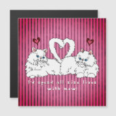 Weiße persische Katzen mit Herzvalentiner Magnetkarte (Vorne/Hinten)
