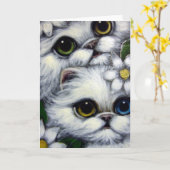 WEISSE PERSISCHE KATZEN OTTO AUGE CUSTOMIZE Card Karte (Gelbe Blume)