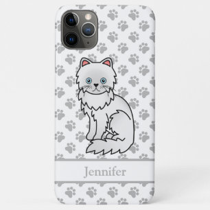 Weiße persische süße Cartoon-Katze & Name Case-Mate iPhone Hülle