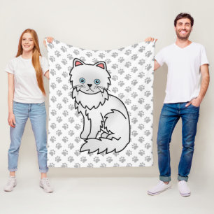 Weiße persische süße Cartoon-Katze & Pfoten Fleecedecke