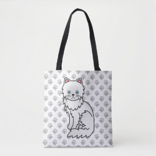 Weiße persische süße Cartoon-Katze & Pfoten Tasche