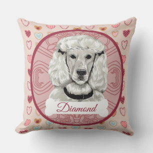 Weiße personalisierbare Valentins-Pillow mit Pudel Kissen