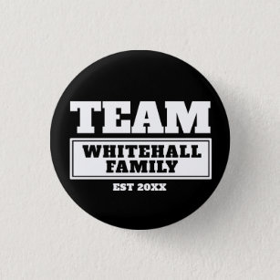 Weiße personalisierte Familie des Teams oder Button