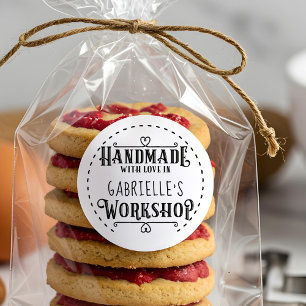 Weiße Personalisierte Handmade mit Liebe in der We Runder Aufkleber