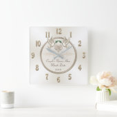 Weiße Personalisierte Hochzeitsgeschenke Quadratische Wanduhr (Zuhause)