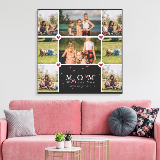 Weiße Personalisierte Liebe Mama 8 Foto Collage Leinwanddruck (Insitu (Wohnzimmer))