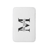 Weiße Personalisierte Monogramm und Name Badematte (Vorderseite Vertikal)