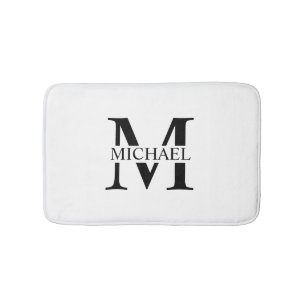 Weiße Personalisierte Monogramm und Name Badematte