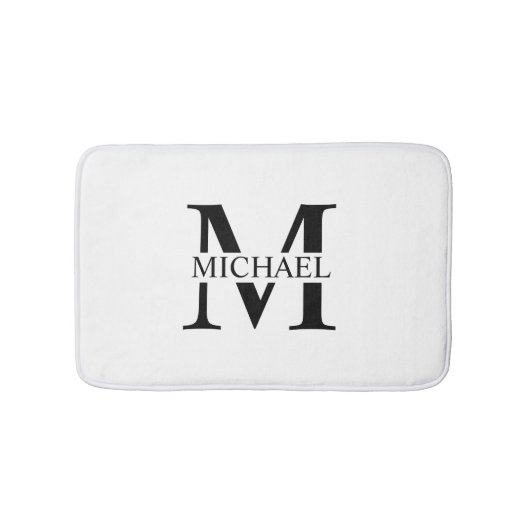 Weiße Personalisierte Monogramm und Name Badematte (Vorderseite)