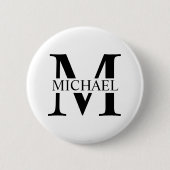 Weiße Personalisierte Monogramm und Name Button (Vorderseite)