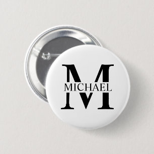 Weiße Personalisierte Monogramm und Name Button
