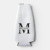 Weiße Personalisierte Monogramm und Name Flaschenkühler (Vorderseite)
