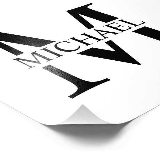 Weiße Personalisierte Monogramm und Name Fotodruck (Ecke)