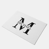 Weiße Personalisierte Monogramm und Name Fußmatte (Schrägansicht)