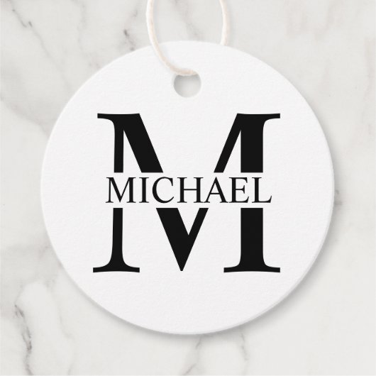 Weiße Personalisierte Monogramm und Name Geschenkanhänger (Vorderseite)