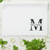 Weiße Personalisierte Monogramm und Name Geschirrtuch (Gefaltet)