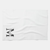 Weiße Personalisierte Monogramm und Name Geschirrtuch (Horizontal)