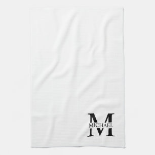 Weiße Personalisierte Monogramm und Name Geschirrtuch