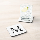 Weiße Personalisierte Monogramm und Name Getränkeuntersetzer (Rechte Seite)