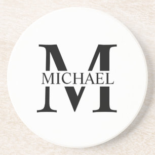 Weiße Personalisierte Monogramm und Name Getränkeuntersetzer