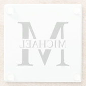 Weiße Personalisierte Monogramm und Name Glasuntersetzer (Rückseite)