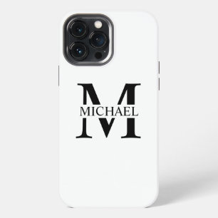 Weiße personalisierte Monogramm und Name iPhone 13 Pro Max Hülle