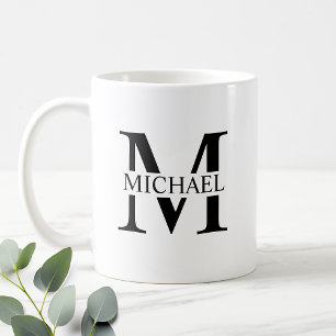 Weiße Personalisierte Monogramm und Name Kaffeetasse