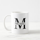 Weiße Personalisierte Monogramm und Name Kaffeetasse (Links)