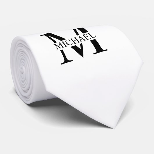 Weiße Personalisierte Monogramm und Name Krawatte (Gerollt)