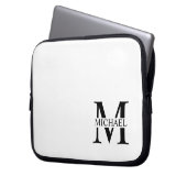 Weiße Personalisierte Monogramm und Name Laptopschutzhülle (Vorderseite Links)