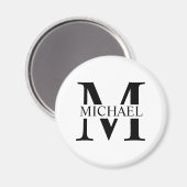 Weiße Personalisierte Monogramm und Name Magnet (Vorderseite/Rückseite)