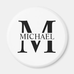 Weiße Personalisierte Monogramm und Name Magnet