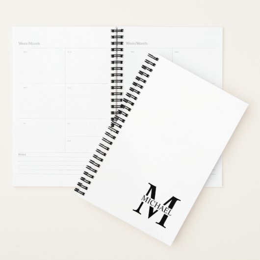 Weiße Personalisierte Monogramm und Name Planer (Anzeige)