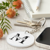 Weiße Personalisierte Monogramm und Name Schlüsselanhänger (Vorderseite rechts)