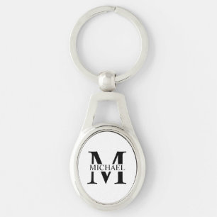 Weiße Personalisierte Monogramm und Name Schlüsselanhänger