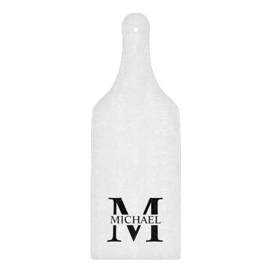 Weiße Personalisierte Monogramm und Name Schneidebrett (Vorderseite)