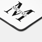 Weiße Personalisierte Monogramm und Name Schreibtischunterlage (Ecke)