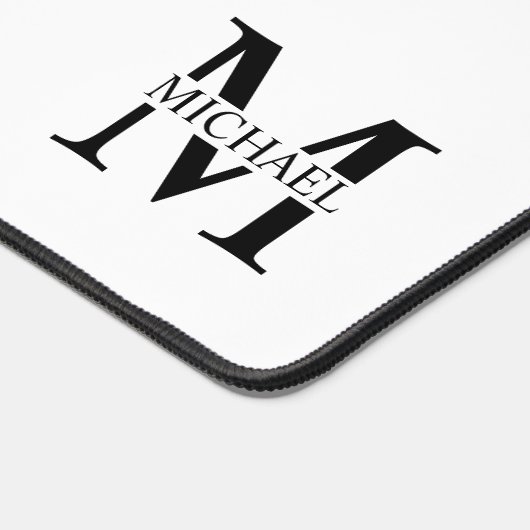Weiße Personalisierte Monogramm und Name Schreibtischunterlage (Ecke)