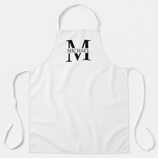 Weiße Personalisierte Monogramm und Name Schürze (Vorderseite)
