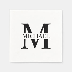 Weiße Personalisierte Monogramm und Name Serviette