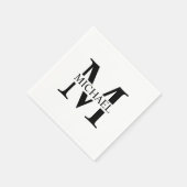 Weiße Personalisierte Monogramm und Name Serviette (Ecke)