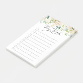 Weiße personalisierte Sachen der Rosen-|, zum der Post-it Klebezettel (angewinkelt)