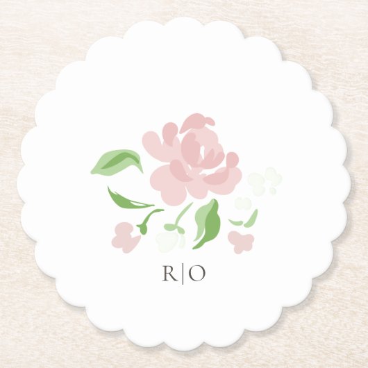 Weiße | Petit Blush Blumen-Papier-Unterlage Untersetzer (Vorderseite)