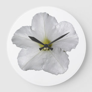 Weiße Petunia-Blume Florale Weihnachtsdekoration S Große Wanduhr