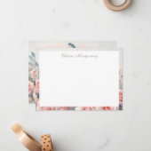 Weiße Pfaue mit rosafarbenen Rosen Personalisiert Mitteilungskarte (Vorderseite/Rückseite Beispiel)
