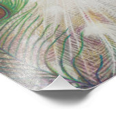 Weiße Pfaue und grüne Pfauenfeder Kunst drucken Fotodruck (Ecke)