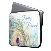 Weiße Pfauenfeder, als Pfauenpastete Hübsch Laptopschutzhülle (Vorderseite Links)